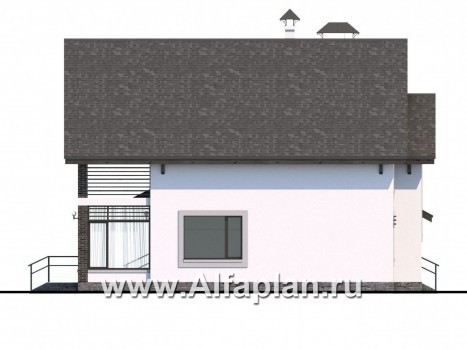 «Арматор» - современный проект дома с мансардой, с террасой и лоджией - превью фасада дома