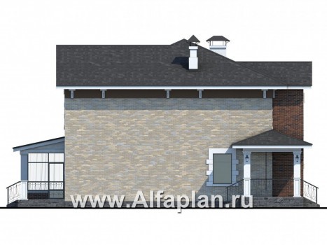 «Равновесие» - проект двухэтажного дома,открытая планировка,  с террасой, в стиле Петровское Барокко - превью фасада дома