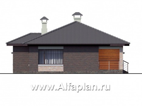 Проекты домов Альфаплан - «Онега» - проект одноэтажного дома с двумя спальнями - превью фасада №3