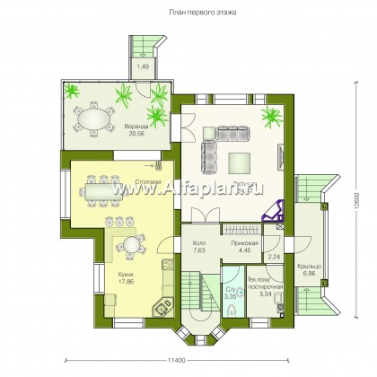 «Лавиери Плюс» - проект двухэтажного домас террасой и с эркером - превью план дома