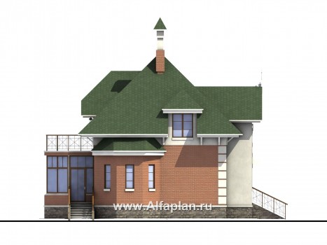 «Шале Малек» -  проект дома с мансардой, с террасой, в английском стиле - превью фасада дома