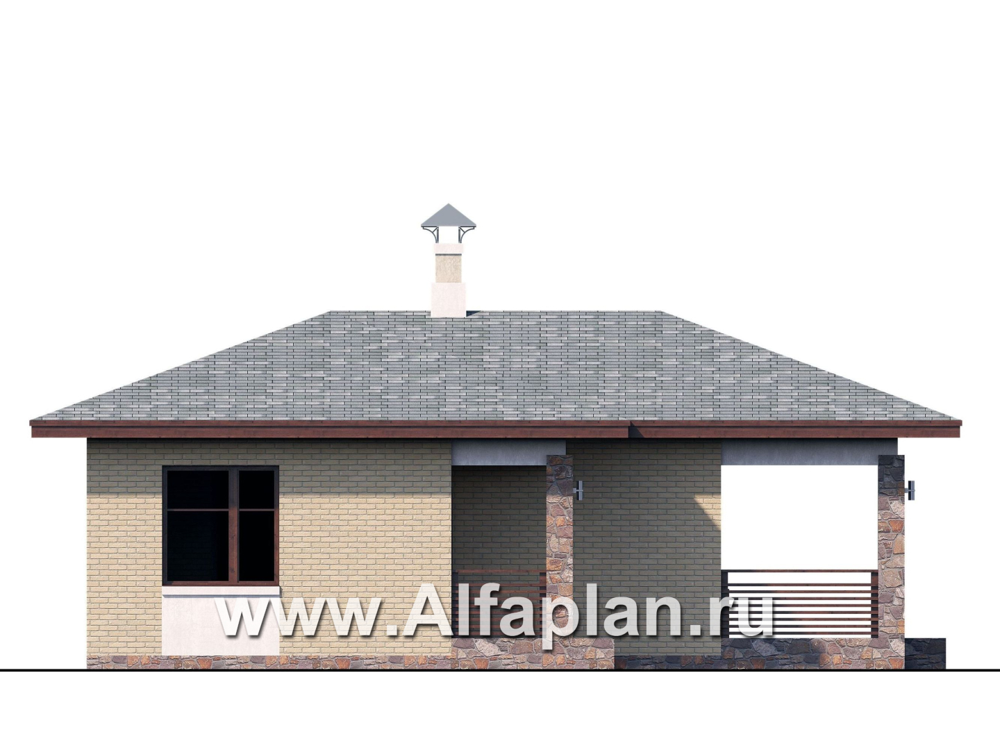 Проекты домов Альфаплан - «Виньон» - проект дачного дома с большой террасой - изображение фасада №3