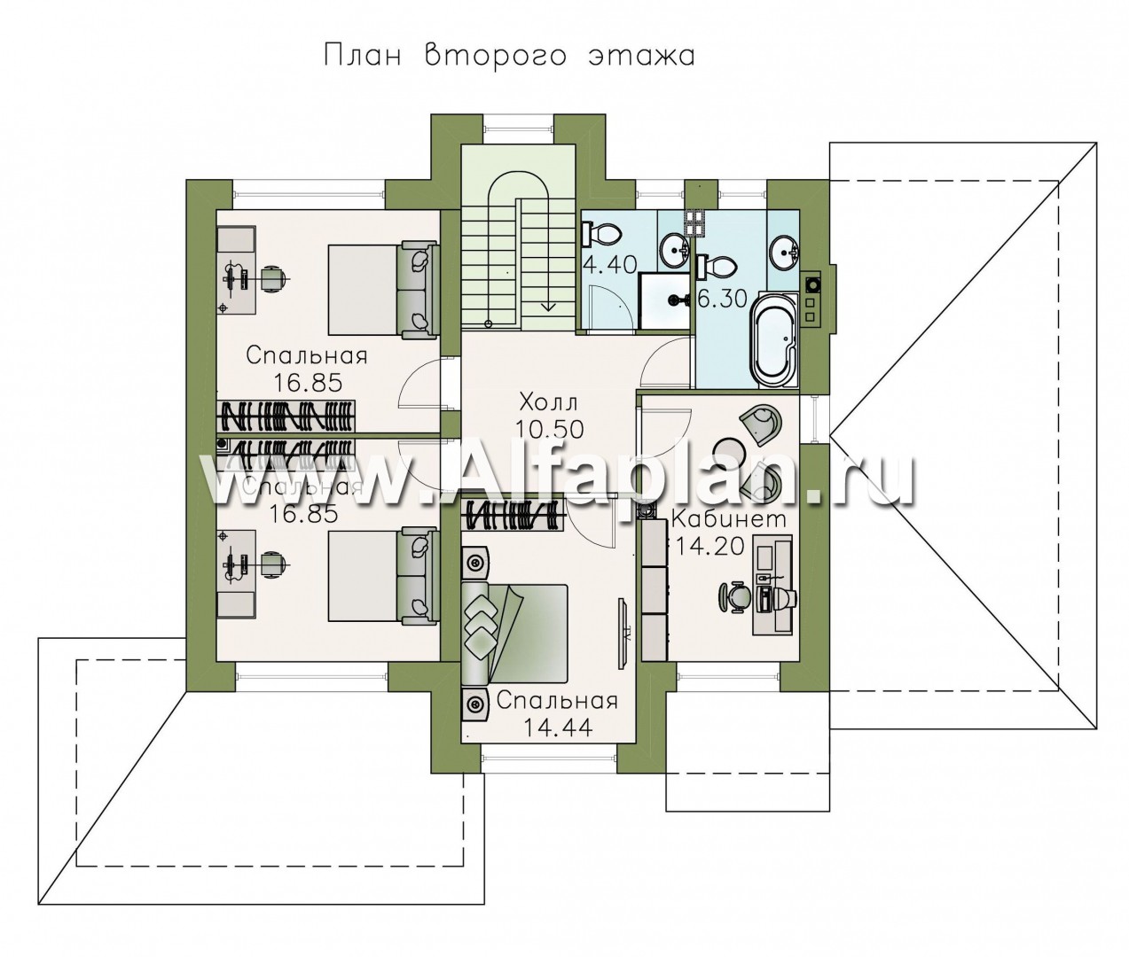 Проекты домов Альфаплан - «Светлая полоса» - современный двухэтажный коттедж с гаражом и верандой - изображение плана проекта №2