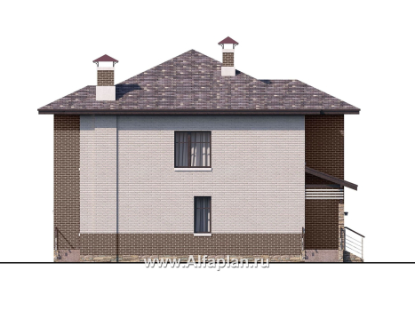 «Печора» - проект двухэтажного дома, в современном стиле, со вторым светом гостиной, с сауной и с террасой - превью фасада дома