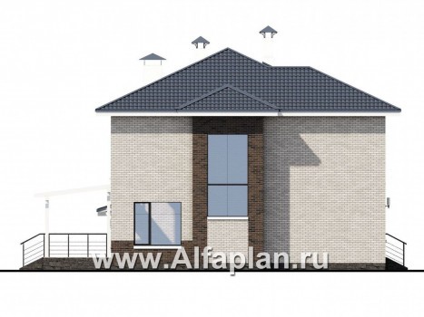 «Вязьма» - проект двухэтажного дома из газобетона, планировка с двусветной гостиной, с террасой и с гаражом - превью фасада дома