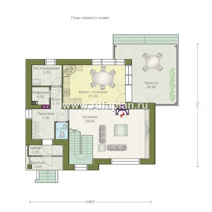 «Дипломат» - проект двухэтажного дома из газобетона, с бильярдной в мансарде - превью план дома