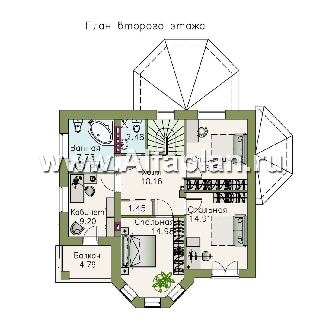 Проекты домов Альфаплан - «Классика» - классический особняк с комнатой на первом этаже - план проекта №2