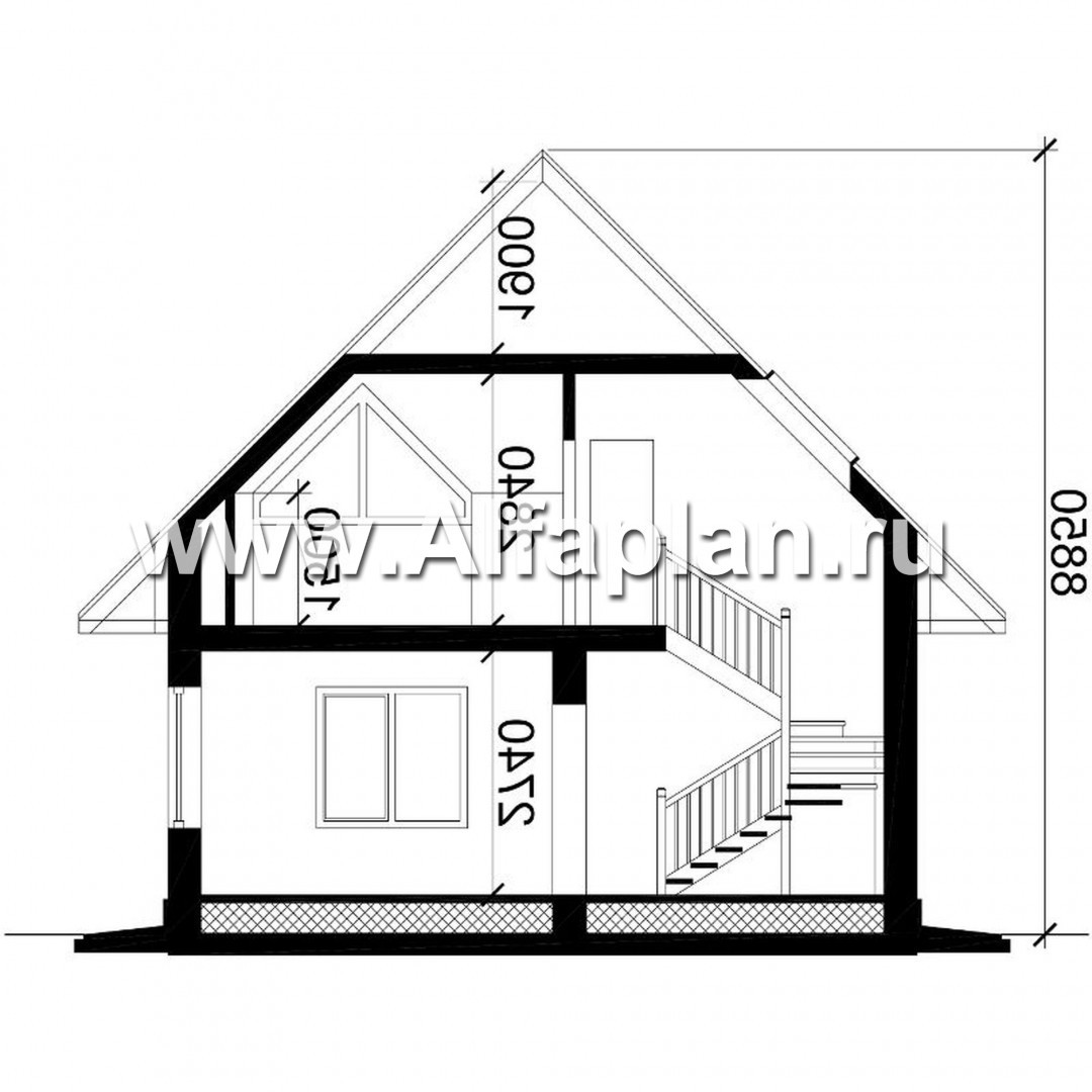 G22-S Проект дома с мансардой, планировка 3 спальни, для маленького  участка: цена | Купить готовый проект с фото и планировкой