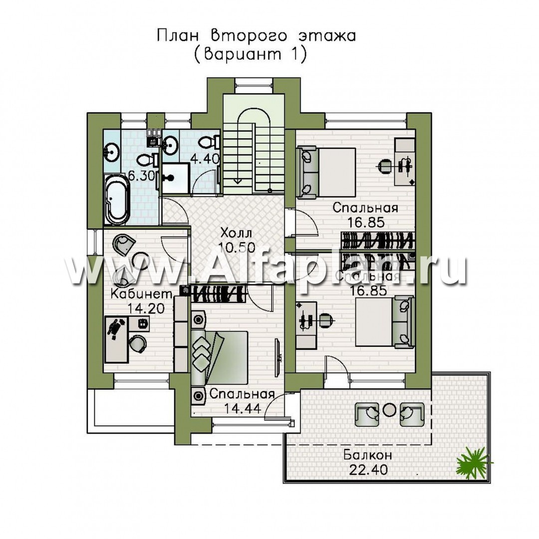 «Серотонин» - проект двухэтажного дома, в современном стиле хай-тек, с террасой и балконом - план дома