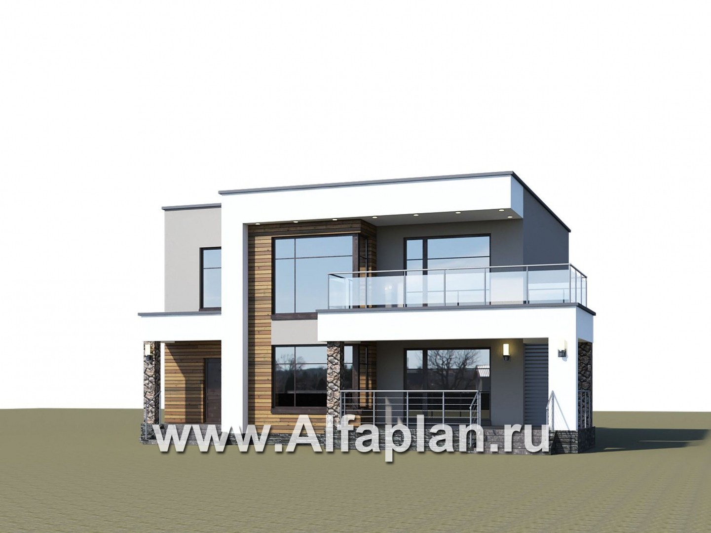 «Серотонин» - проект двухэтажного дома, в современном стиле хай-тек, с террасой и балконом - дизайн дома №1