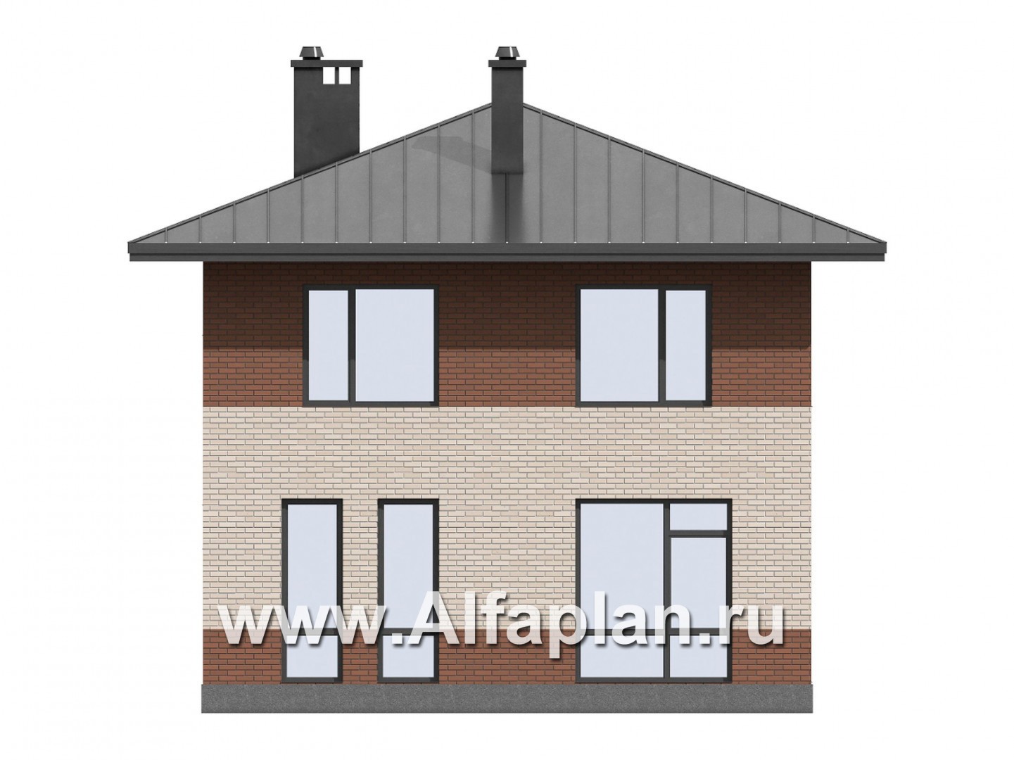 Проект двухэтажного дома, с кабинетом на 1 эт, для маленького  участка, в современном стиле - фасад дома