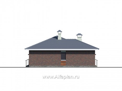 Проекты домов Альфаплан - «Онега» - проект одноэтажного дома со скрытой установкой ролет на окнах - превью фасада №3