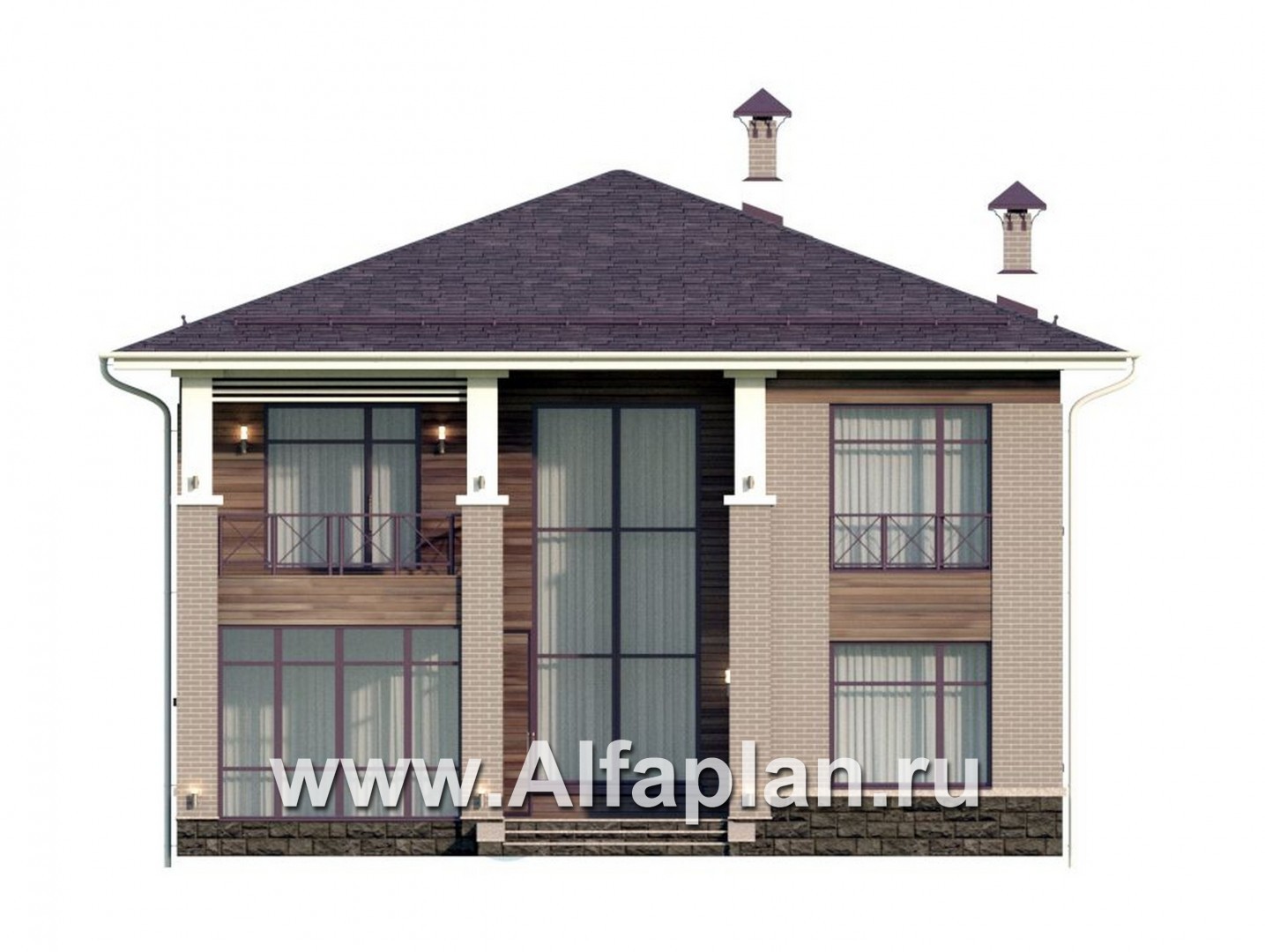 Проекты домов Альфаплан - "Римские каникулы" - проект дома с двусветной гостиной - изображение фасада №1