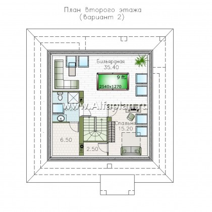 «Перспектива» - проект дома с мансардой, с террасой, с мансардными окнами - превью план дома