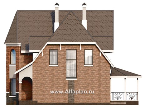 «Аврора» - проект двухэтажного дома из газобетона с эркером и с террасой - превью фасада дома