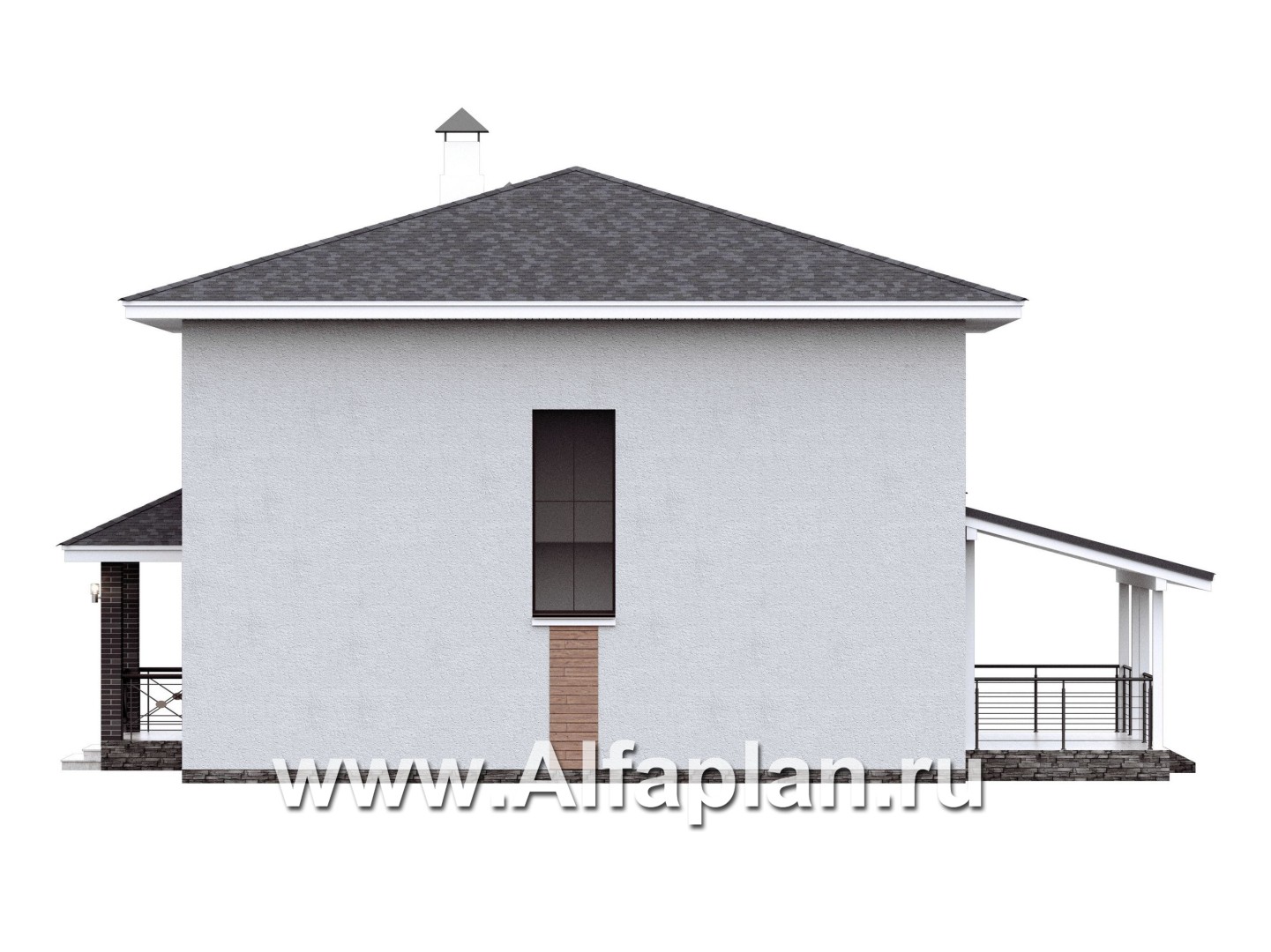 Проекты домов Альфаплан - Проект экономичного комфортного дома из газобетона - изображение фасада №2