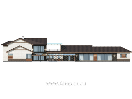 Проекты домов Альфаплан - "Шахерезада" - семейная вилла с бассейном и гаражом - превью фасада №2