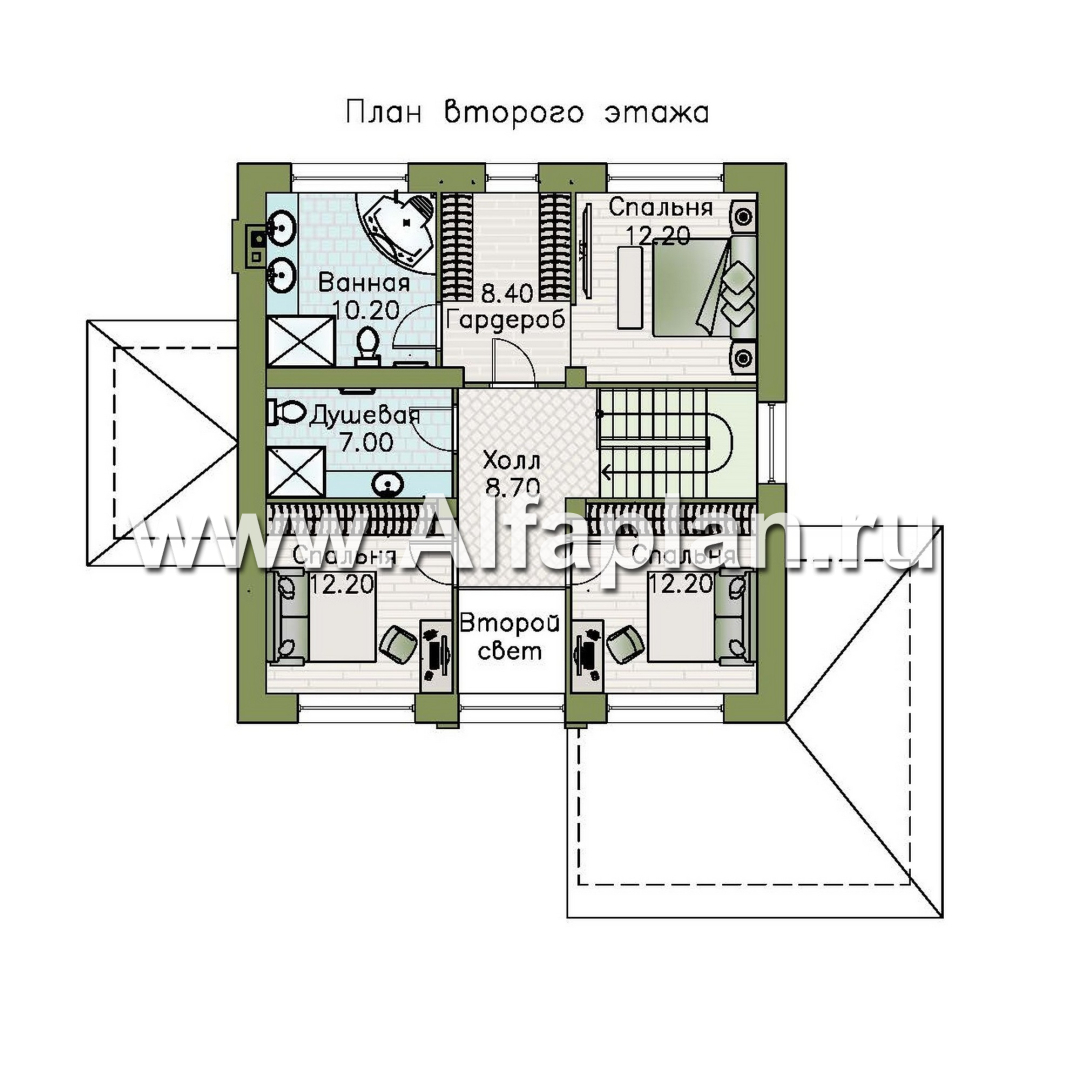 Проекты домов Альфаплан - "Юта" - двухэтажный коттедж в стиле прерий (Райта) - изображение плана проекта №2