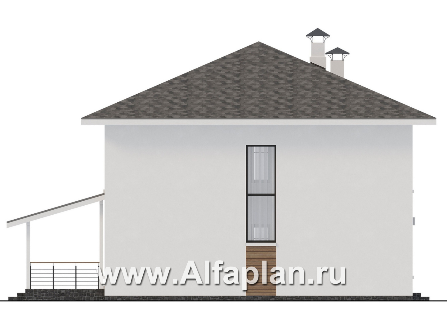Проекты домов Альфаплан - "Вуокса" - современный двухэтажный коттедж - изображение фасада №3