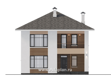 Проекты домов Альфаплан - "Вуокса" - современный двухэтажный коттедж - превью фасада №1