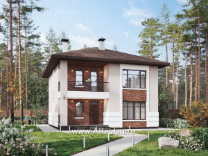«Ладога» - проект двухэтажного дома из газобетона, с террасой, отличная планировка