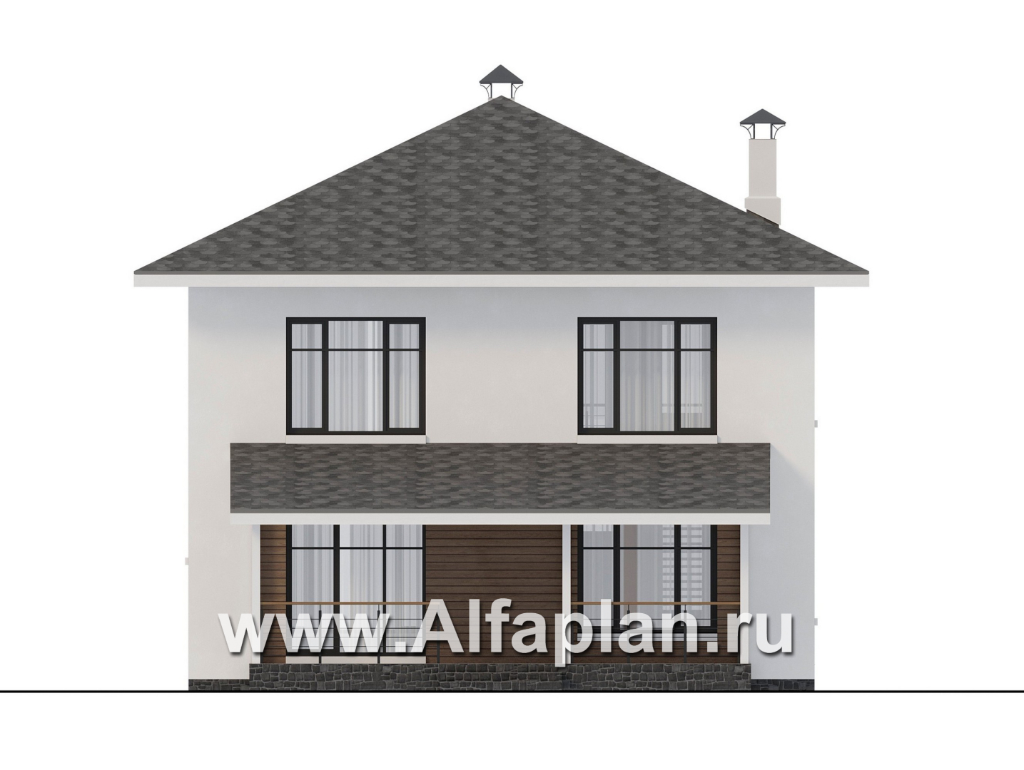 Проекты домов Альфаплан - "Вуокса" - современный двухэтажный коттедж - изображение фасада №4