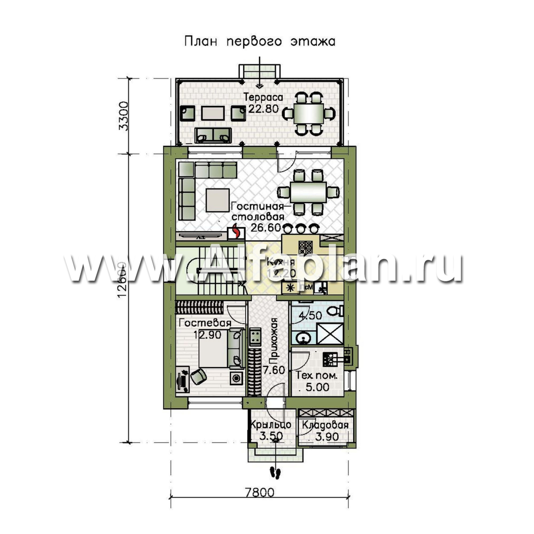 «Генезис» - проект дома, 2 этажа, с остекленной террасой в стиле Райта - план дома