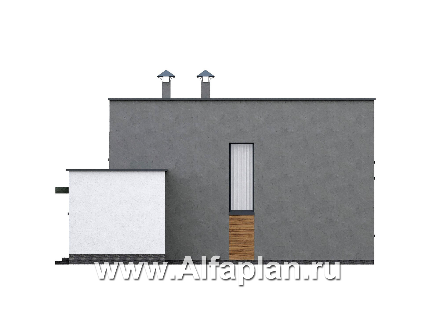 «Коронадо» - проект дома, 2 этажа, со вторым светом гостиной, с террасой и плоской крышей, в стиле хай-тек - фасад дома