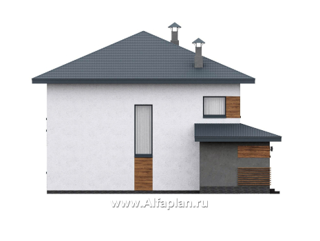«Чистая линия» - проект дома, 2 этажа, мастер спальня, с террасой сбоку, в современном стиле - превью фасада дома