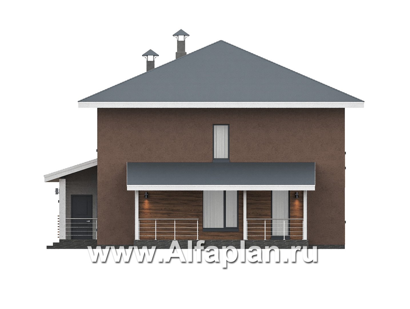 «Чистая линия» - проект дома, 2 этажа, с двусветной гостиной, с террасой, в современном стиле - фасад дома