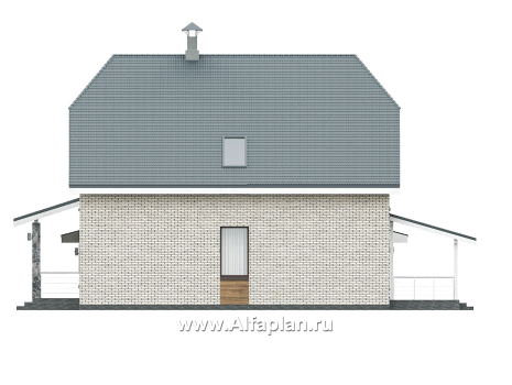 «Династия» - проект дома с мансардой, мастер спальня, с террасой и гаражом с мастерской - превью фасада дома