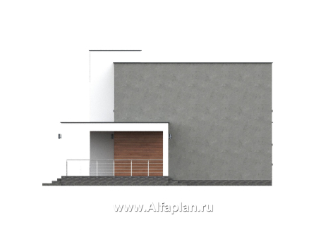 «Селектум» - красивый проект двухэтажного дома, планировка с мастер спальней, двусветная столовая, плоская крыша, в стиле минимализм - превью фасада дома