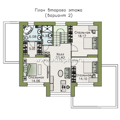 «Селектум» - красивый проект двухэтажного дома, планировка с мастер спальней, двусветная столовая, плоская крыша, в стиле минимализм - превью план дома