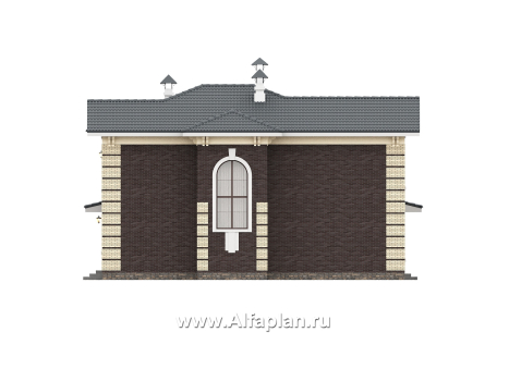 «Репутация» - красивый проект двухэтажного дома из газобетона, планировка с эркером и сауной, в английском стиле - превью фасада дома