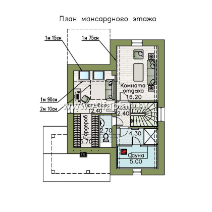 «Темная долина» - проект двухэтажного дома, с мансардой - превью план дома