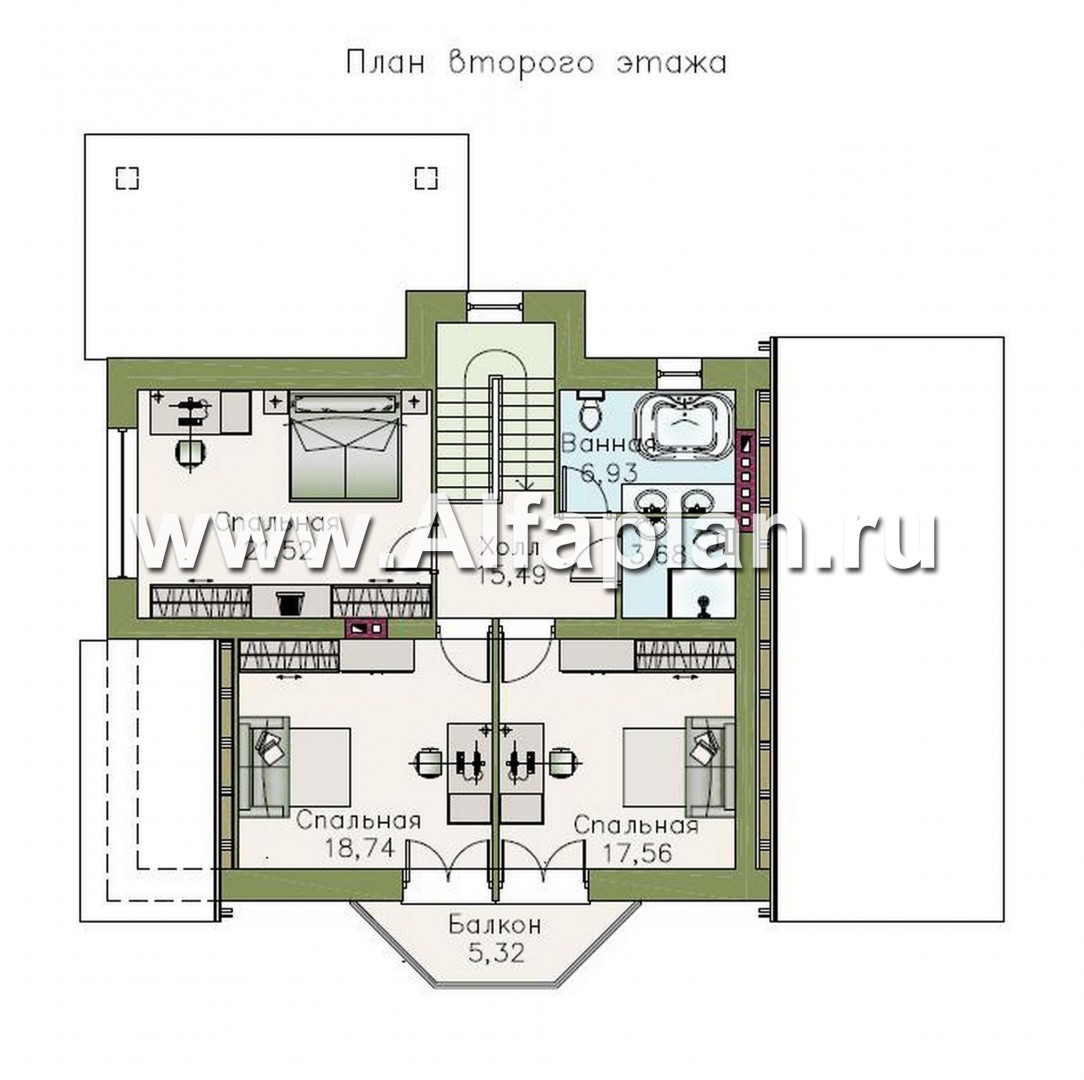 179A «Бавария» - проект дома с мансардой, с балконом и стеррасой, с гаражом  и двускатной кровлей, в немецком стиле,: цена | Купить готовый проект с  фото и планировкой