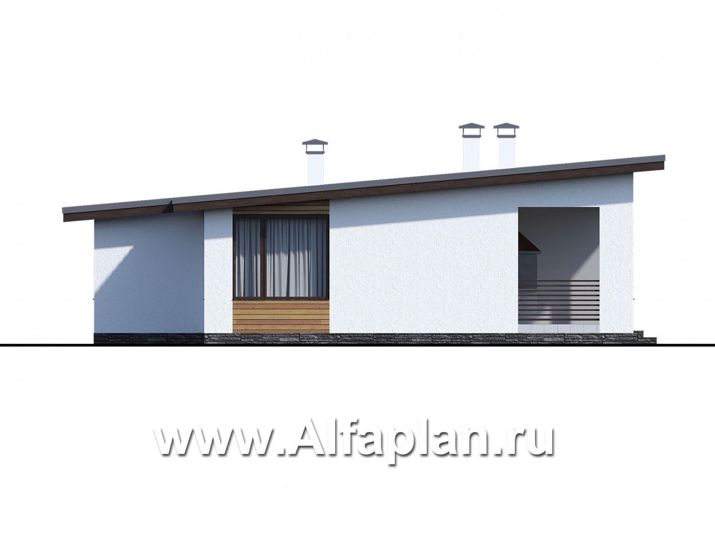 Проекты домов Альфаплан - «Эпсилон» - уютный каркасный дом с просторной террасой - изображение фасада №3