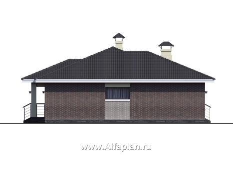 «Ангара» - проект просторного одноэтажного дома, 5 спален, планировка дома с террасой - превью фасада дома