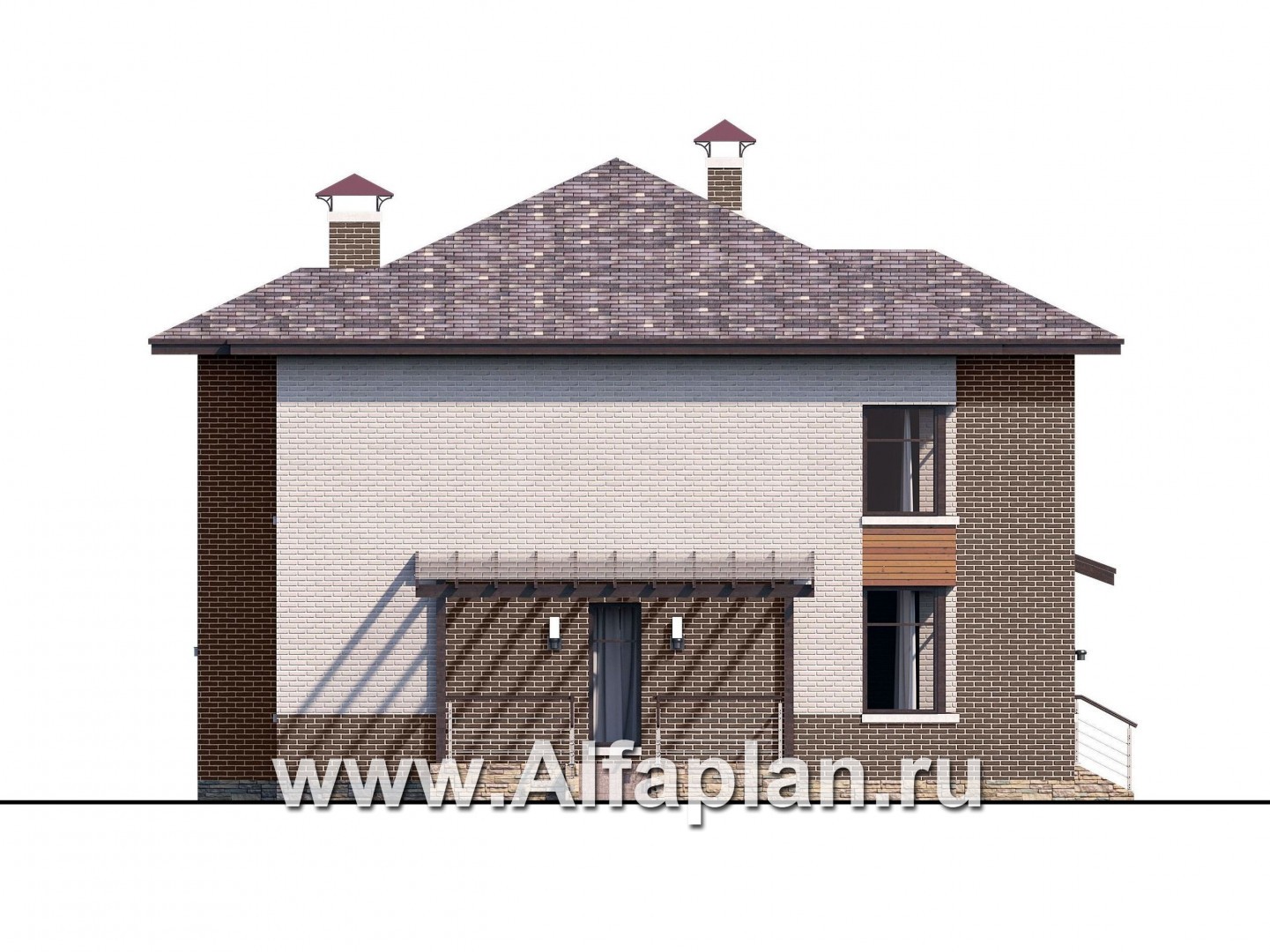 «Печора» - проект двухэтажного дома, в современном стиле, со вторым светом гостиной, с сауной и с террасой - фасад дома