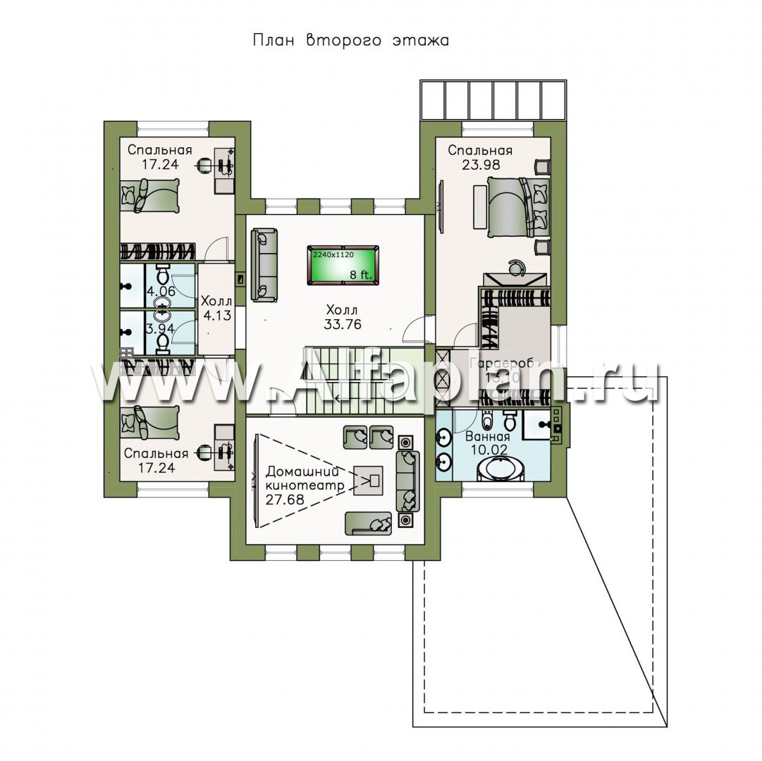 «Меньшиков» - проект двухэтажного дома, с террасой и с гаражом,вилла в стиле эклектика - план дома
