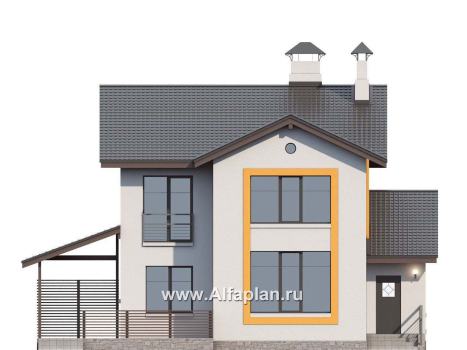 «Скандинавия» - проект современного дома в скандинавском стиле, с фото, планировка с террасой - превью фасада дома