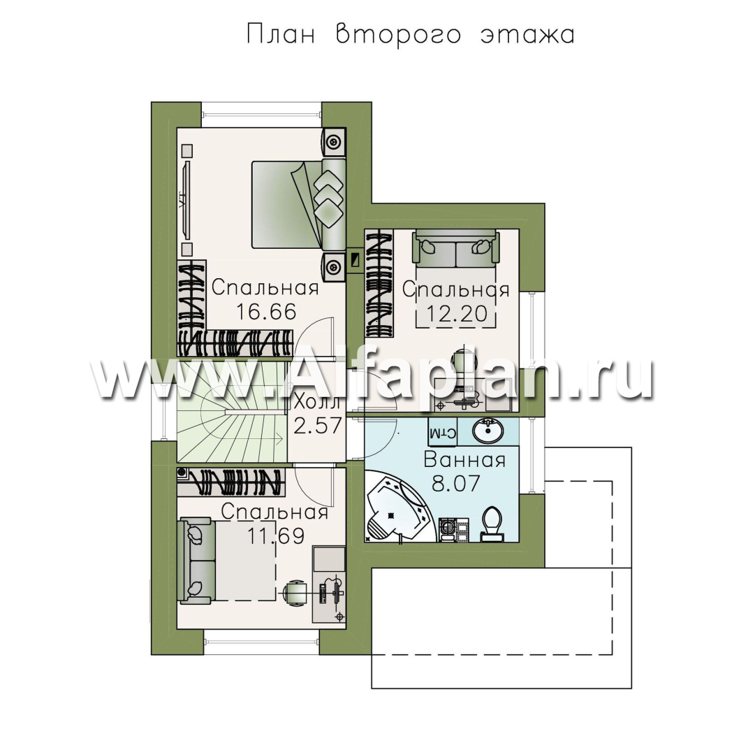 «Кадет» - проект дома с мансардой, из кирпича, в стиле эклектика - план дома