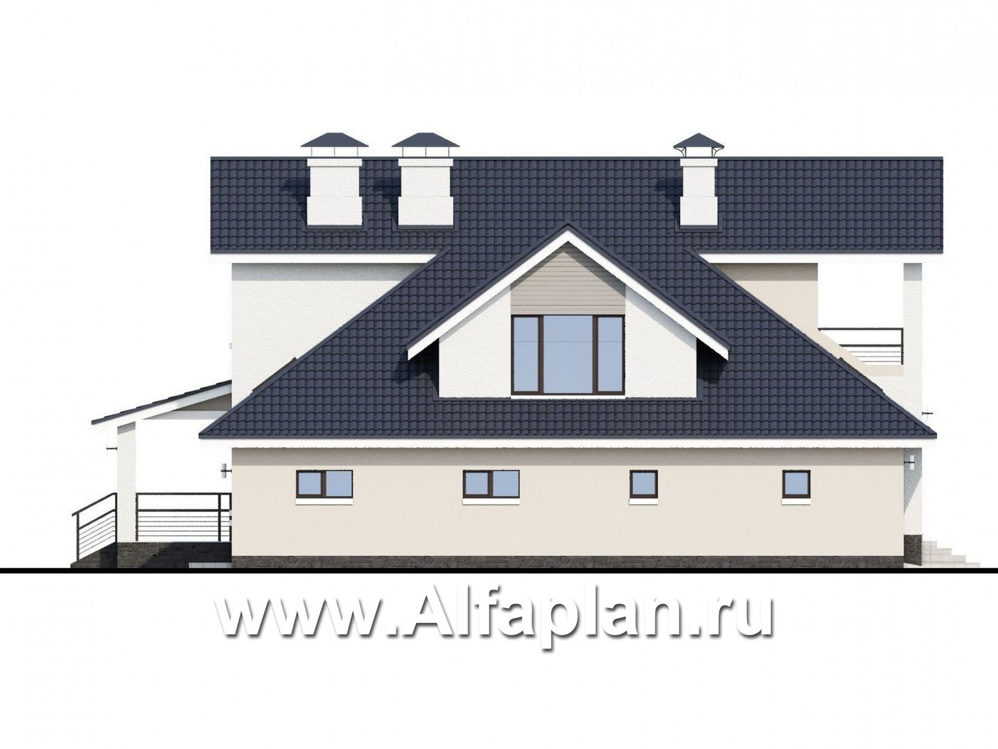 Проекты домов Альфаплан - «Кластер Персея» - современный мансардный дом с гаражом - изображение фасада №3