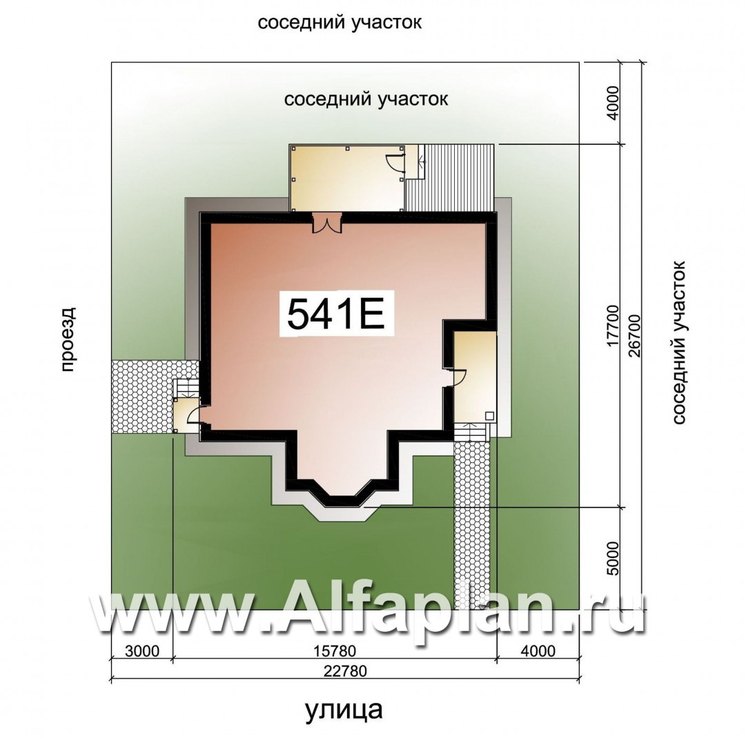 «Диадема» - проект двухэтажного дома, лестница в центре, с эркером и с террасой, в стиле эклектика - дизайн дома №2