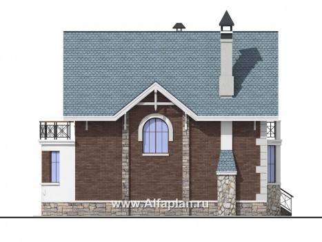 «Стелла »- проект дома с мансардой, с кабинетом, с террасой, в английском стиле - превью фасада дома