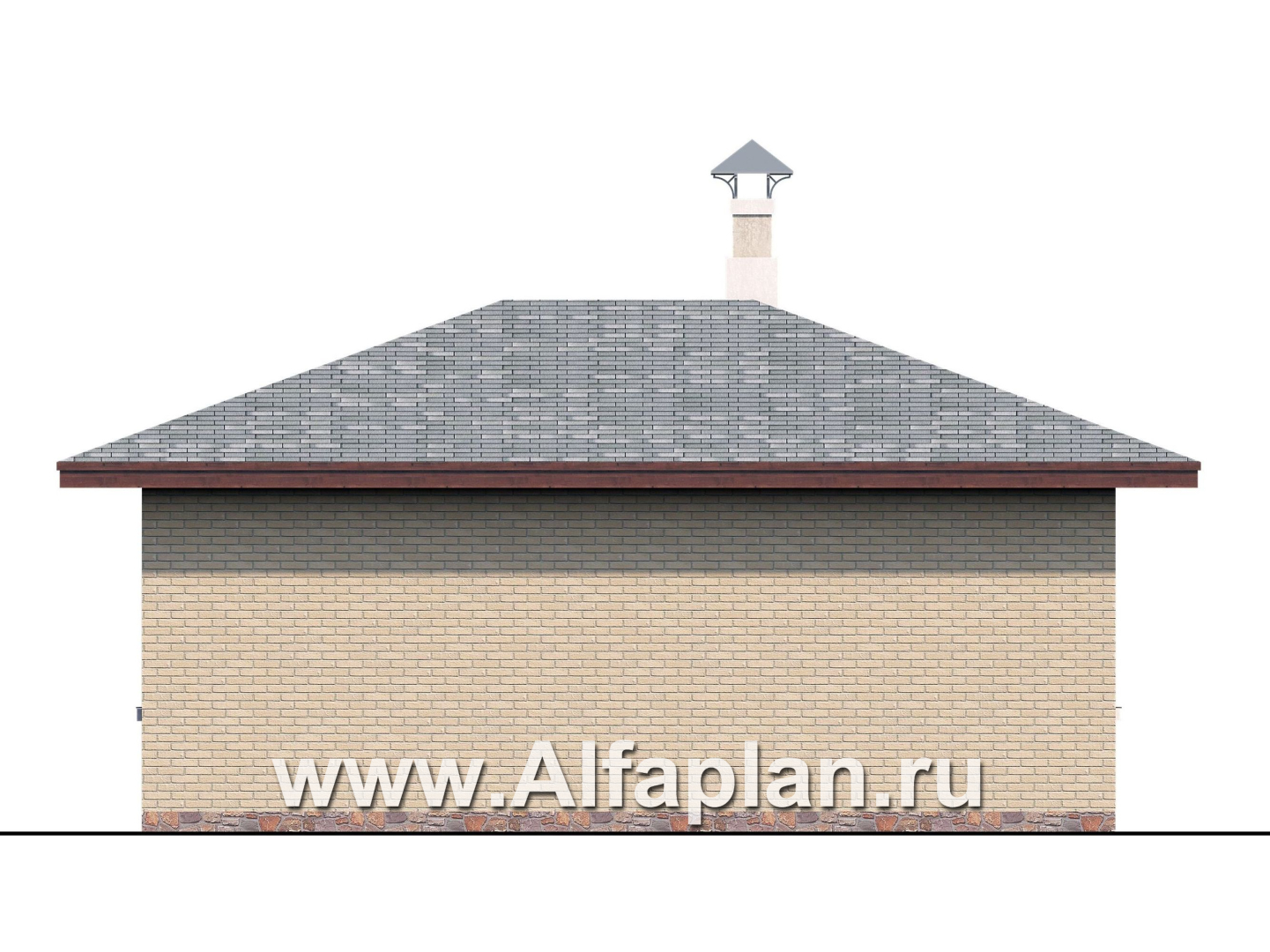 Проекты домов Альфаплан - «Виньон» - проект одноэтажного дома с большой террасой - изображение фасада №4